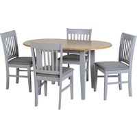 Product photograph of Olney Wooden Extending Dining Table With 4 Grey Chairs from Furniture in Fashion