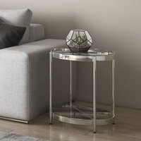 Product photograph of Ongar Clear Glass Side Table With Chrome Frame from Furniture in Fashion