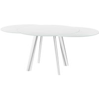 Product photograph of Osterley White Glass Extending Dining Table With Steel Legs from Furniture in Fashion
