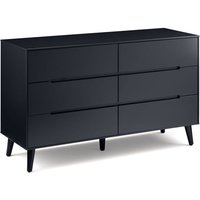 Product photograph of Abrina Wide Wooden Chest Of 6 Drawers In Anthracite from Furniture in Fashion