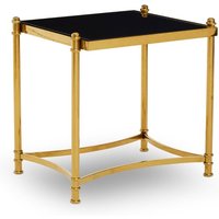 Product photograph of Orion Black Glass Top Side Table With Gold Metal Frame from Furniture in Fashion