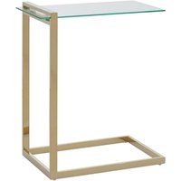 Product photograph of Orizone Clear Glass End Table With Gold Stainless Steel Frame from Furniture in Fashion