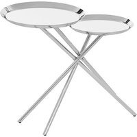 Product photograph of Orizone Silver Mirrored Metal Side Table With Cross Leg Base from Furniture in Fashion