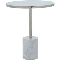 Product photograph of Orizone White Marble End Table With Silver Steel Frame from Furniture in Fashion