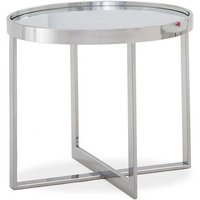 Product photograph of Orla Glass Top End Table In Clear With Polished Steel Base from Furniture in Fashion