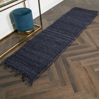Product photograph of Oromo Chunky Jute Runner Rug In Navy from Furniture in Fashion