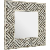 Product photograph of Orphee Square Wall Bedroom Mirror In Distressed White Frame from Furniture in Fashion