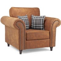 Product photograph of Orton Faux Leather Armchair In Tan from Furniture in Fashion