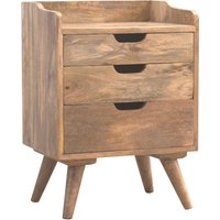 Product photograph of Ouzel Wooden Gradient Gallery Back Bedside Cabinet In Oak Ish from Furniture in Fashion