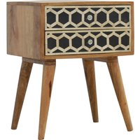 Product photograph of Ouzo Wooden Bedside Cabinet In Bone Inlay And Oak With 2 Drawers from Furniture in Fashion