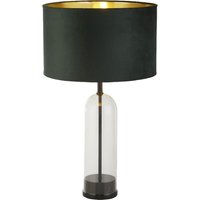 Product photograph of Oxford Green Velvet Shade Table Lamp With Glass And Marble Base from Furniture in Fashion