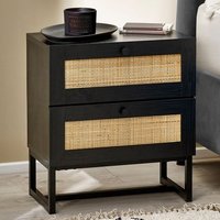 Product photograph of Pabla Wooden Bedside Cabinet With 2 Drawers In Black from Furniture in Fashion