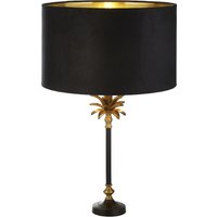 Product photograph of Palm Black Velvet Shade Table Lamp In Antique Brass from Furniture in Fashion