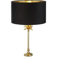 Product photograph of Palm Black Velvet Shade Table Lamp In Satin Brass from Furniture in Fashion