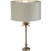 Product photograph of Palm Grey Velvet Shade Table Lamp In Antique Nickel from Furniture in Fashion
