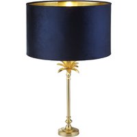 Product photograph of Palm Navy Velvet Shade Table Lamp In Satin Brass from Furniture in Fashion