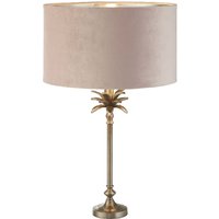 Product photograph of Palm Pink Velvet Shade Table Lamp In Antique Nickel from Furniture in Fashion