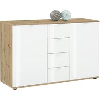 Product photograph of Palmer Wooden Sideboard With White Gloss Fronts In Pine from Furniture in Fashion