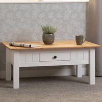 Product photograph of Pavia Coffee Table With 1 Drawer In White And Natural Wax from Furniture in Fashion