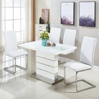 Product photograph of Parini Small Extending White Dining Table 4 Ronn White Chairs from Furniture in Fashion