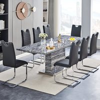 Product photograph of Parini Large Extending Melange Dining Table 8 Petra Black Chairs from Furniture in Fashion