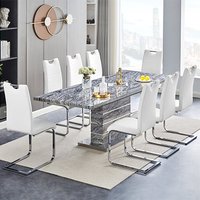 Product photograph of Parini Large Extending Melange Dining Table 8 Petra White Chairs from Furniture in Fashion