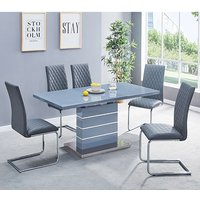 Product photograph of Parini Extending Grey Gloss Dining Table 4 Ronn Grey Chairs from Furniture in Fashion