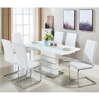 Product photograph of Parini Small Extending White Dining Table 6 Ronn White Chairs from Furniture in Fashion