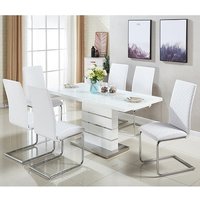 Product photograph of Parini Extending White Gloss Dining Table 6 Ronn White Chairs from Furniture in Fashion