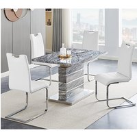Product photograph of Parini Small Extending Melange Dining Table 4 Petra White Chairs from Furniture in Fashion