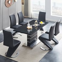 Product photograph of Parini Extending Black Gloss Dining Table 6 Summer Black Chairs from Furniture in Fashion