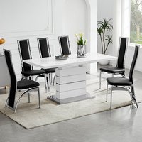Product photograph of Parini Small Extending White Dining Table 6 Chicago Black Chairs from Furniture in Fashion