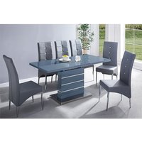 Product photograph of Parini Extending Grey Gloss Dining Table 6 Vesta Grey Chairs from Furniture in Fashion