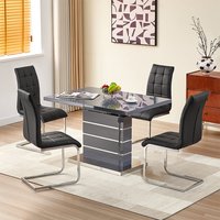 Product photograph of Parini Extending Grey High Gloss Dining Table 4 Paris Black Chairs from Furniture in Fashion