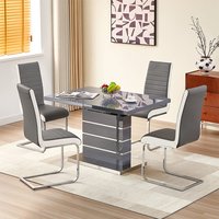 Product photograph of Parini Extending Grey High Gloss Dining Table 4 Symphony Grey Chairs from Furniture in Fashion