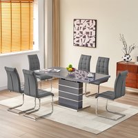 Product photograph of Parini Extending Grey High Gloss Dining Table 6 Paris Grey Chairs from Furniture in Fashion
