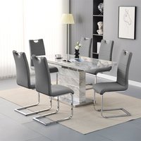 Product photograph of Parini Large Extending Magnesia Dining Table 6 Petra Grey Chairs from Furniture in Fashion
