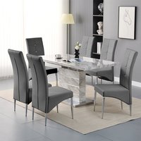 Product photograph of Parini Large Extending Magnesia Dining Table 6 Vesta Grey Chairs from Furniture in Fashion
