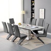 Product photograph of Parini Large Extending Magnesia Dining Table 8 Demi Grey Chairs from Furniture in Fashion