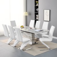 Product photograph of Parini Large Extending Magnesia Dining Table 8 Demi White Chairs from Furniture in Fashion