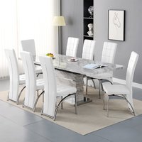 Product photograph of Parini Large Extending Magnesia Dining Table 8 Ravenna White Chairs from Furniture in Fashion