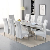 Product photograph of Parini Large Extending Magnesia Dining Table 8 Vesta White Chairs from Furniture in Fashion