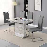 Product photograph of Parini Small Extending Magnesia Dining Table 4 Petra Grey Chairs from Furniture in Fashion