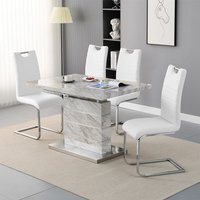 Product photograph of Parini Small Extending Magnesia Dining Table 4 Petra White Chairs from Furniture in Fashion