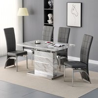 Product photograph of Parini Small Extending Magnesia Dining Table 4 Ravenna Grey Chairs from Furniture in Fashion
