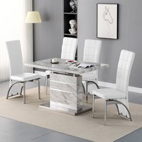 Product photograph of Parini Small Extending Magnesia Dining Table 4 Ravenna White Chairs from Furniture in Fashion