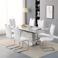 Product photograph of Parini Small Extending Magnesia Dining Table 6 Petra White Chairs from Furniture in Fashion
