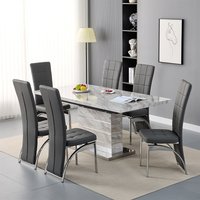Product photograph of Parini Small Extending Magnesia Dining Table 6 Ravenna Grey Chairs from Furniture in Fashion