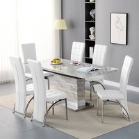 Product photograph of Parini Small Extending Magnesia Dining Table 6 Ravenna White Chairs from Furniture in Fashion