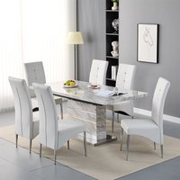 Product photograph of Parini Small Extending Magnesia Dining Table 6 Vesta White Chairs from Furniture in Fashion